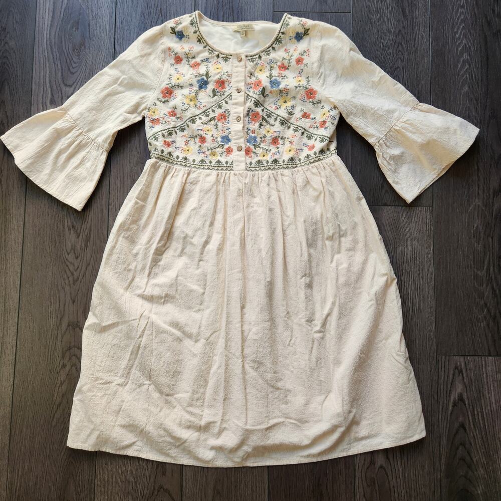 Floral Embroidered Cream Dress